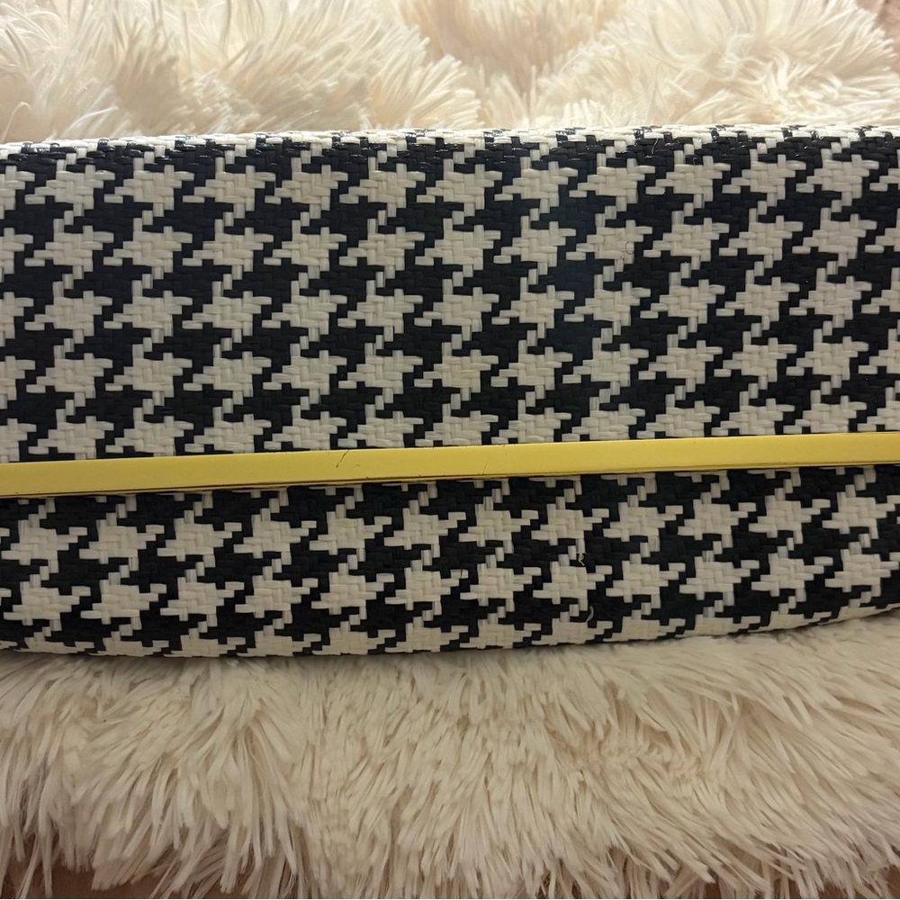 Joan Rivers Black and White Houndstooth Clutch with Gold Trim